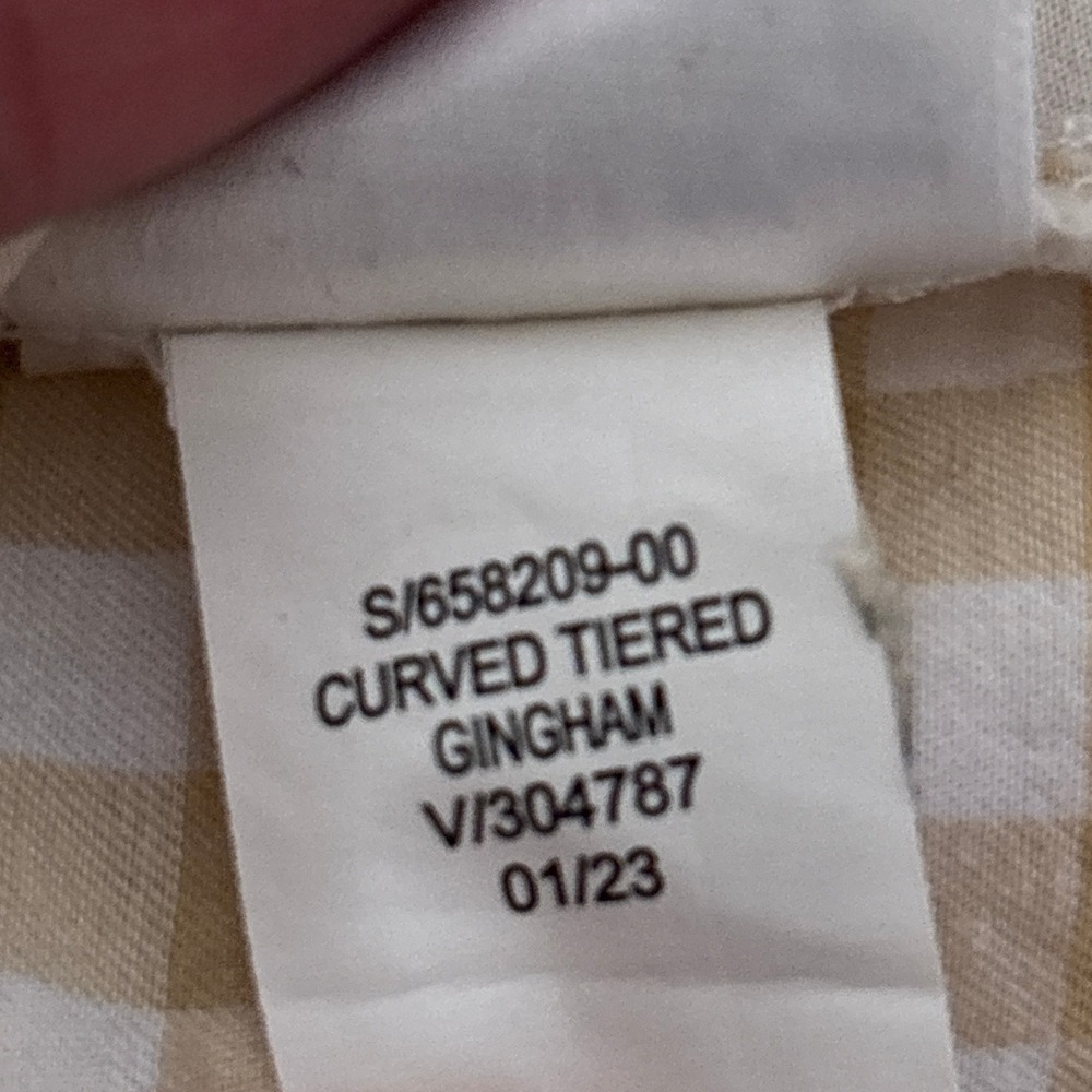 Old Navy Skirt XL Tan Gingham Cotton Curved Tiered Midi Preppy Summer Casual - Picture 7 of 9